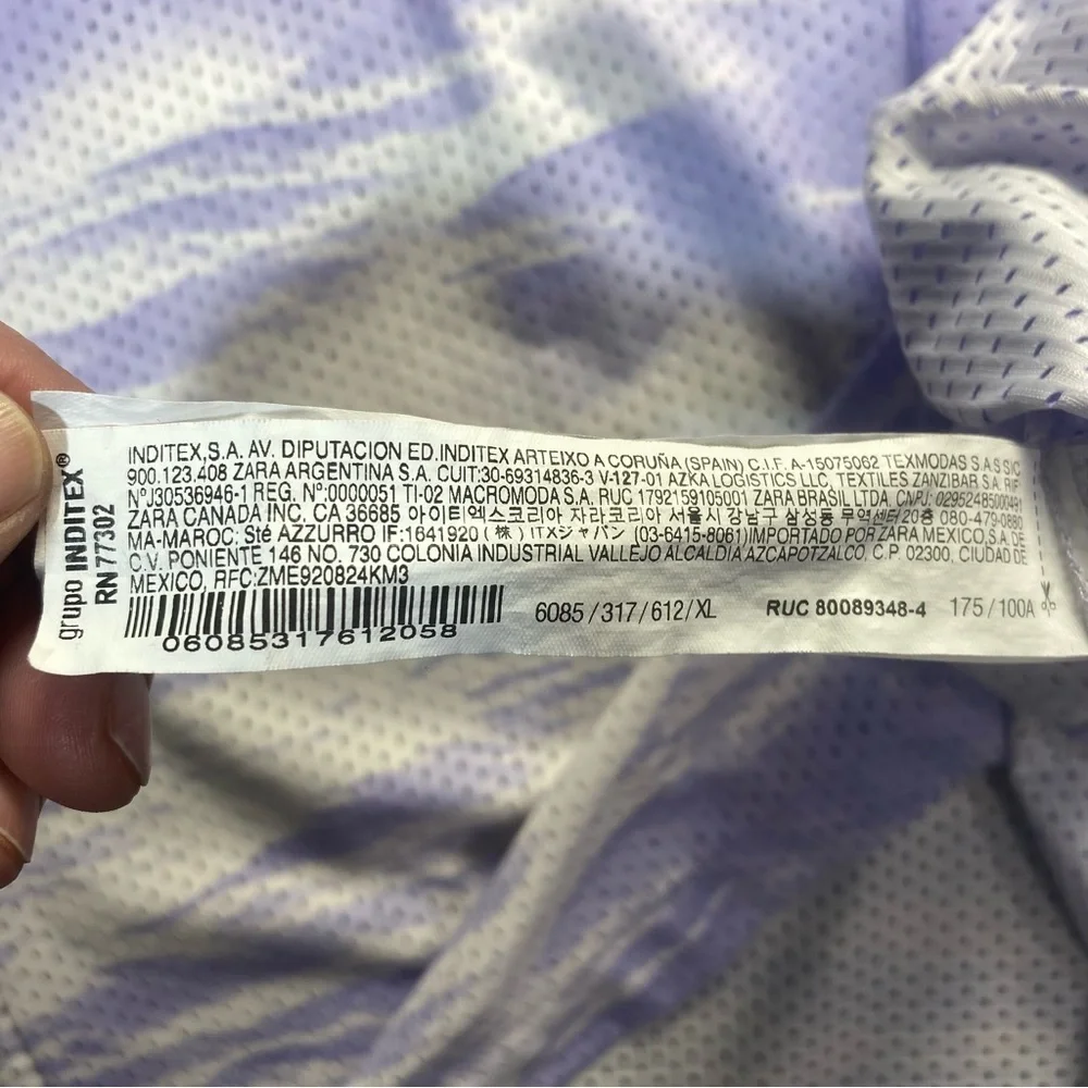 Zara Purple and White Casual Button Down Shirt size XL - Picture 6 of 10